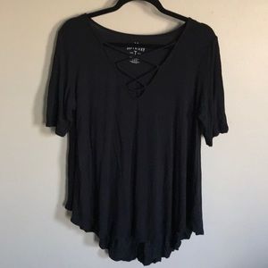 American Eagle Soft and Sexy Black lace up top